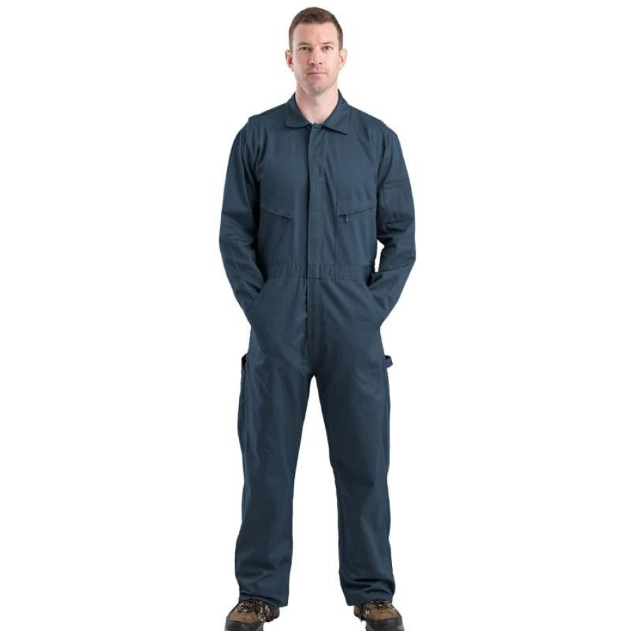 Outerwear Berne Coveralls | Berne Deluxe Unlined Preshrunk Cotton Coveralls Navy