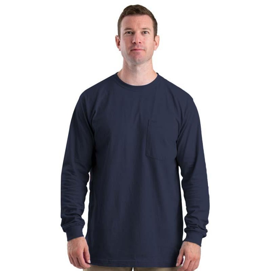 Workwear Berne T-Shirts | Berne Men'S Heavyweight Long Sleeve Pocket Tee