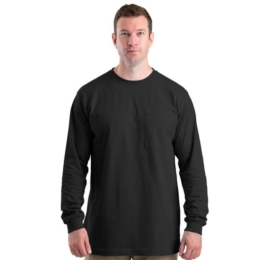 Workwear Berne T-Shirts | Berne Men'S Heavyweight Long Sleeve Pocket Tee