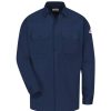 Workwear Bulwark Work Shirts | Bulwark Men'S Flame Resistant Long Sleeve Work Shirt Navy