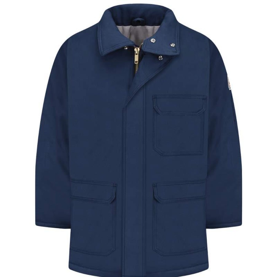 Outerwear Bulwark Flame Resistant Jackets | Bulwark Men'S Flame Resistant Insulated Parka Navy