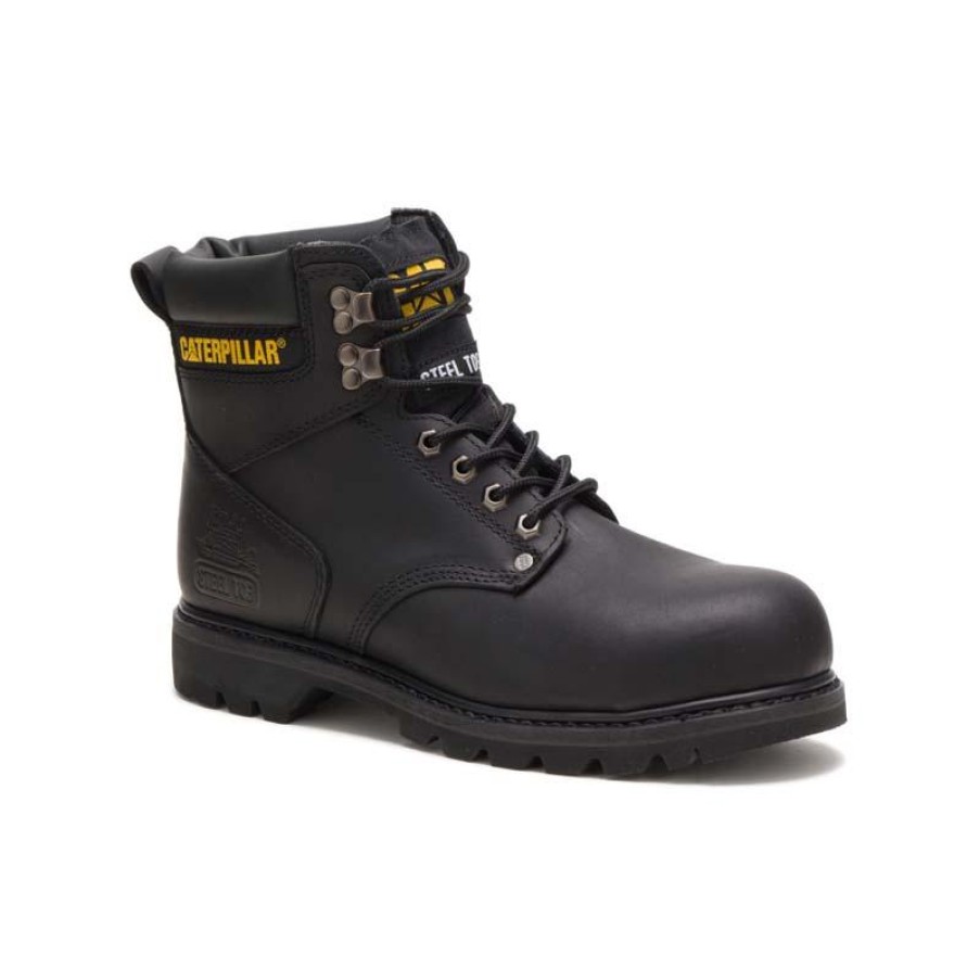 Footwear CAT Footwear Non-Slip Boots | Caterpillar Men'S 6" Second Shift Steel Toe Work Boot Black