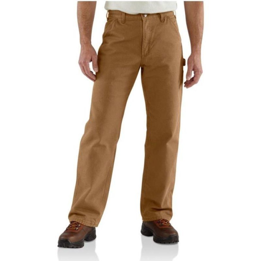 Workwear Carhartt Jeans | Carhartt Men'S Washed Duck Flannel Lined Work Dungaree Pants