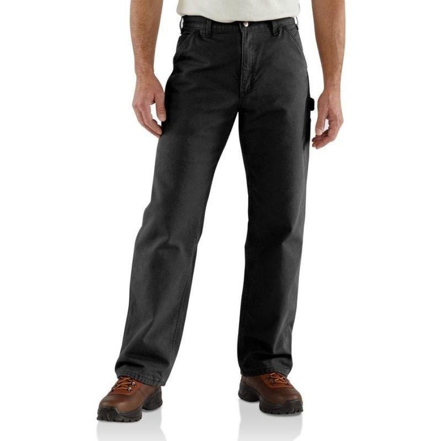 Workwear Carhartt Jeans | Carhartt Men'S Washed Duck Flannel Lined Work Dungaree Pants