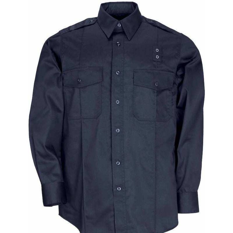 Workwear 5.11 Tactical Work Shirts | 5.11 Tactical Men'S A Class Taclite Pdu Long Sleeve Shirt Midnight Navy Blue