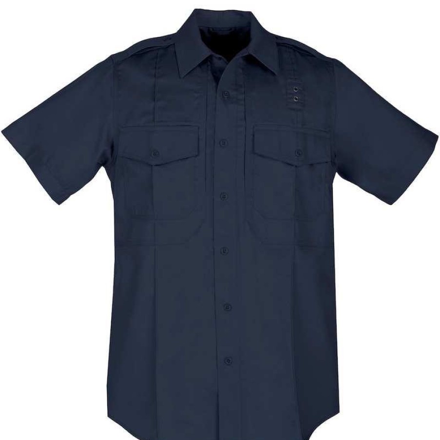 Workwear 5.11 Tactical Work Shirts | 5.11 Tactical Men'S B Class Taclite Pdu Short Sleeve Shirt Midnight Navy Blue