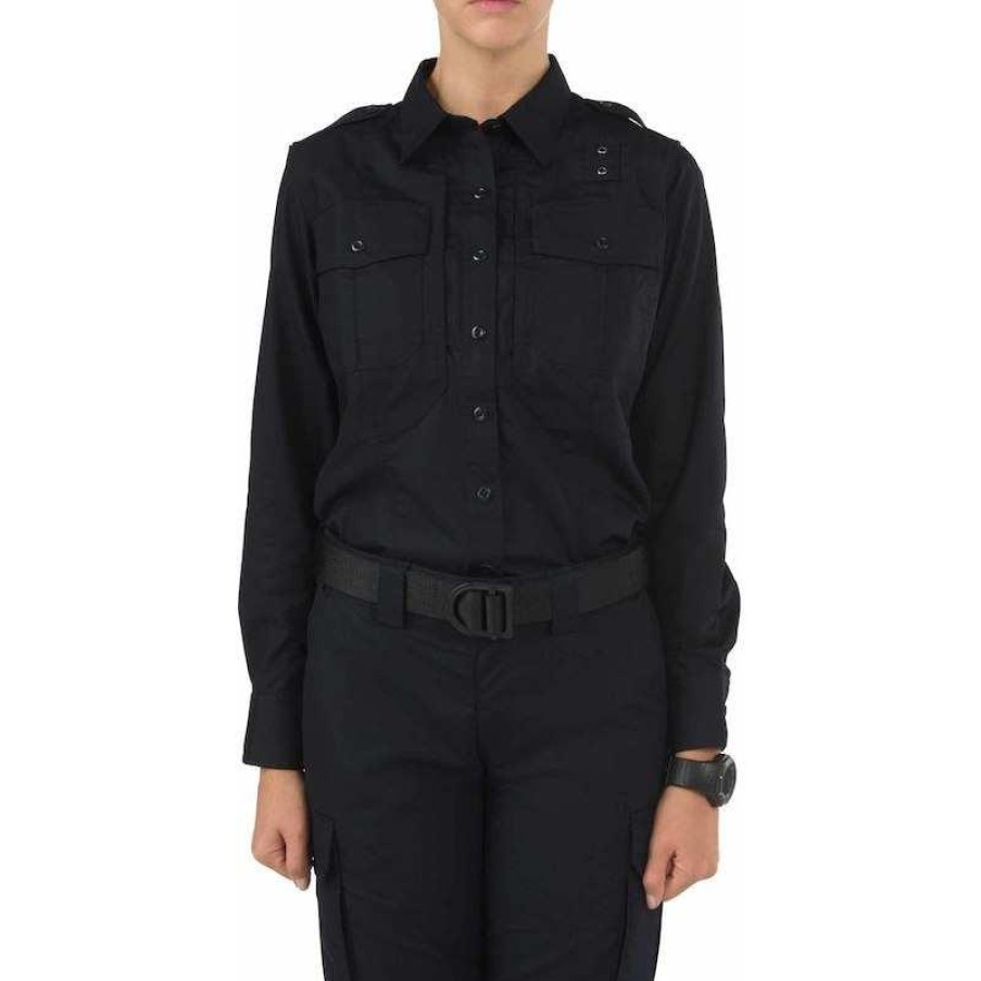 Workwear 5.11 Tactical Work Shirts | 5.11 Tactical Women'S B Class Taclite Pdu Long Sleeve Shirt Midnight Navy Blue