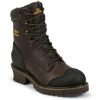 Footwear Chippewa Non-Steel Safety Toe | Chippewa Men'S 8-Inch Wp Insulated Comp Toe Eh Logger Boots Brown