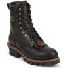 Footwear Chippewa Steel Toe | Chippewa Women'S 8-Inch Waterproof Insulated Steel Toe Eh Logger Boots Black