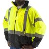 Outerwear Work Force Rain Jackets | Work Force Men'S 2-In-1 Class 3 Hi Viz Black Bottom Bomber Jacket Lime / Black