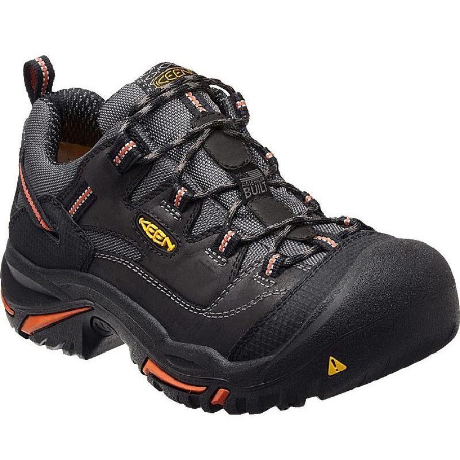 Footwear KEEN Utility Non-Slip Shoes | Keen Utility Men'S Braddock Low Steel Toe Work Shoe Black / Bossa Nova