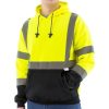 Outerwear Work Force Sweatshirts | Work Force Men'S Class 3 Hi Viz Black Bottom Pullover Hoodie Lime / Yellow