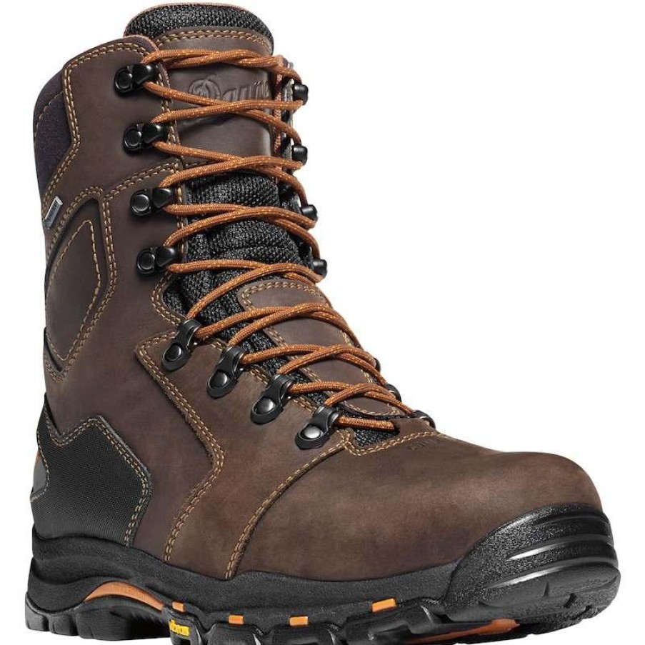 Footwear Danner Non-Slip Boots | Danner Mens Work Boot Vicious 8" Non-Metallic Toe Brown