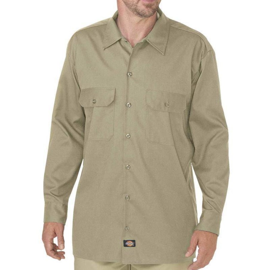 Workwear Dickies Work Shirts | Dickies Men'S Long Sleeve Flex Work Shirt