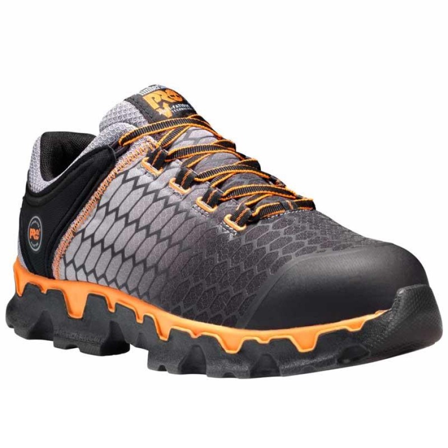 Footwear Timberland Pro Non-Slip Shoes | Tmberland Pro Men'S Powertrain Sport Sd+ Athletic Work Shoes Grey / Orange