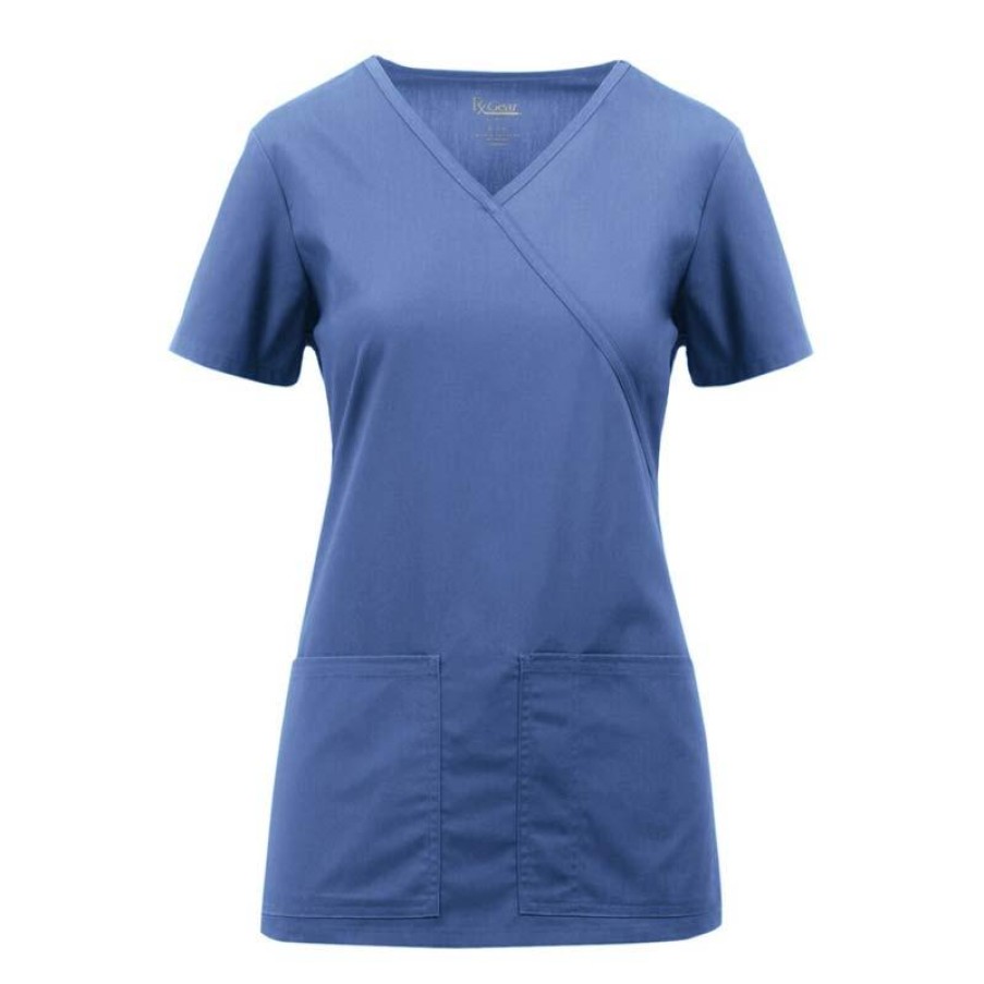 Healthcare Rx Gear Stretch Scrub Tops | Rx Gear Stretch Women'S Mock Wrap Scrub Top