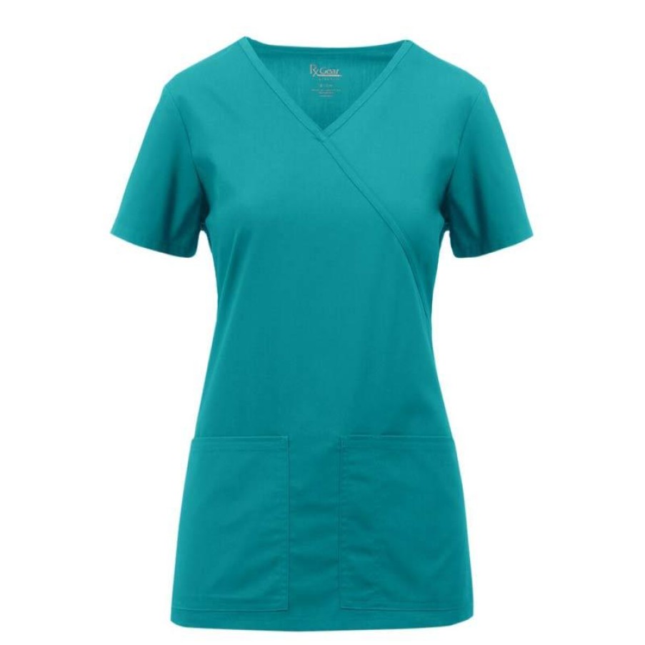 Healthcare Rx Gear Stretch Scrub Tops | Rx Gear Stretch Women'S Mock Wrap Scrub Top