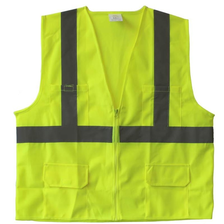 Outerwear Work Force Coats & Jackets | Work Force Class 2 Hi-Visibility Zip Up Vest Hi-Vis Green