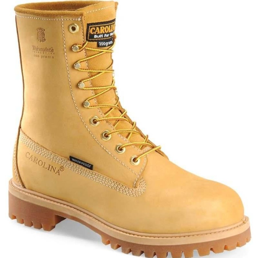 Footwear Carolina Work Boots | Carolina Men'S Waterproof Insulated Work Boot Wheat