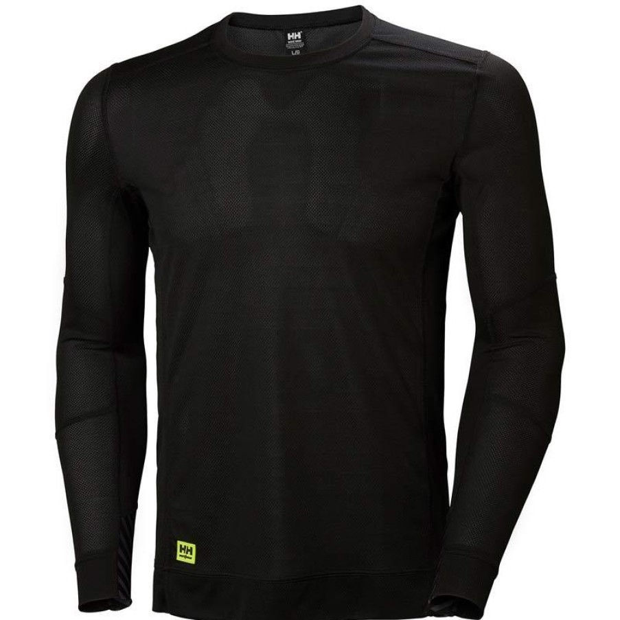 Accessories Helly Hansen Thermals/Underwear | Helly Hansen Men'S Lifa ® Base Layer Crewneck Top Black