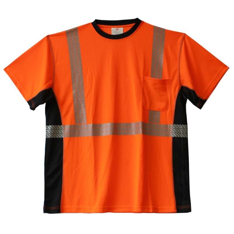 Workwear Work Force Hi-Visibility Shirts | Work Force Men'S Class 2 Short Sleeve Reflective Safety T-Shirt Orange