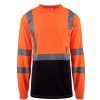 Workwear Work Force Hi-Visibility Shirts | Work Force Men'S Class 3 Long Sleeve Reflective Safety T-Shirt Orange/Black