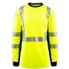 Workwear Work Force Hi-Visibility Shirts | Work Force Men'S Class 3 Hi Visibility Long Sleeve Safety T-Shirt Lime / Black