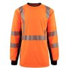 Workwear Work Force Hi-Visibility Shirts | Work Force Men'S Class 3 Hi Visibility Long Sleeve Safety T-Shirt Orange/Black