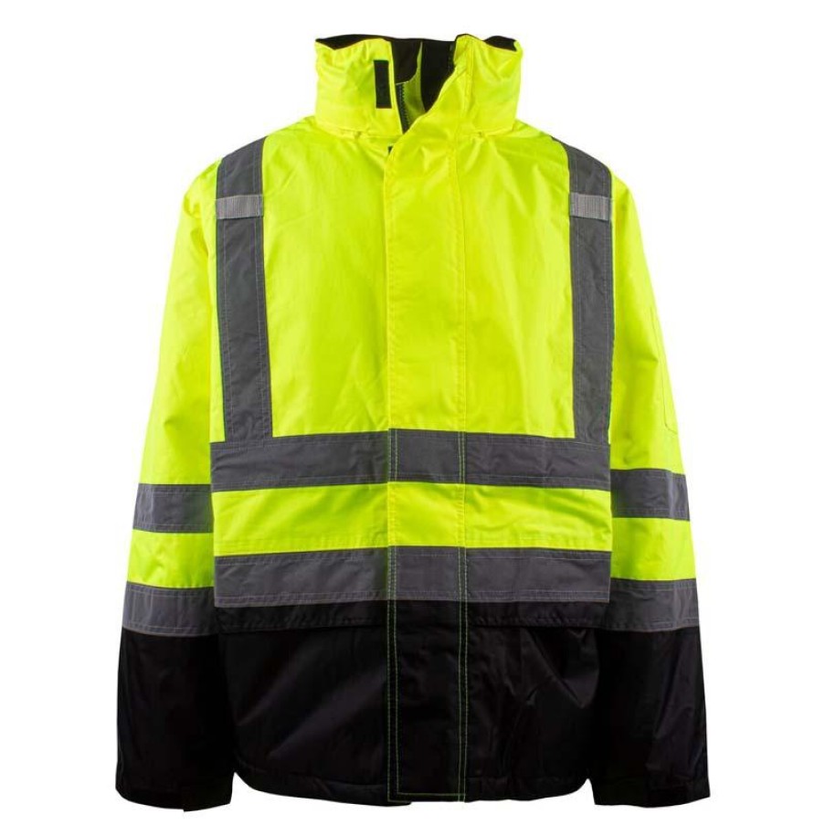 Outerwear Work Force Coats & Jackets | Work Force Men'S Hi Viz Class 3 Insulated Parka Lime / Black