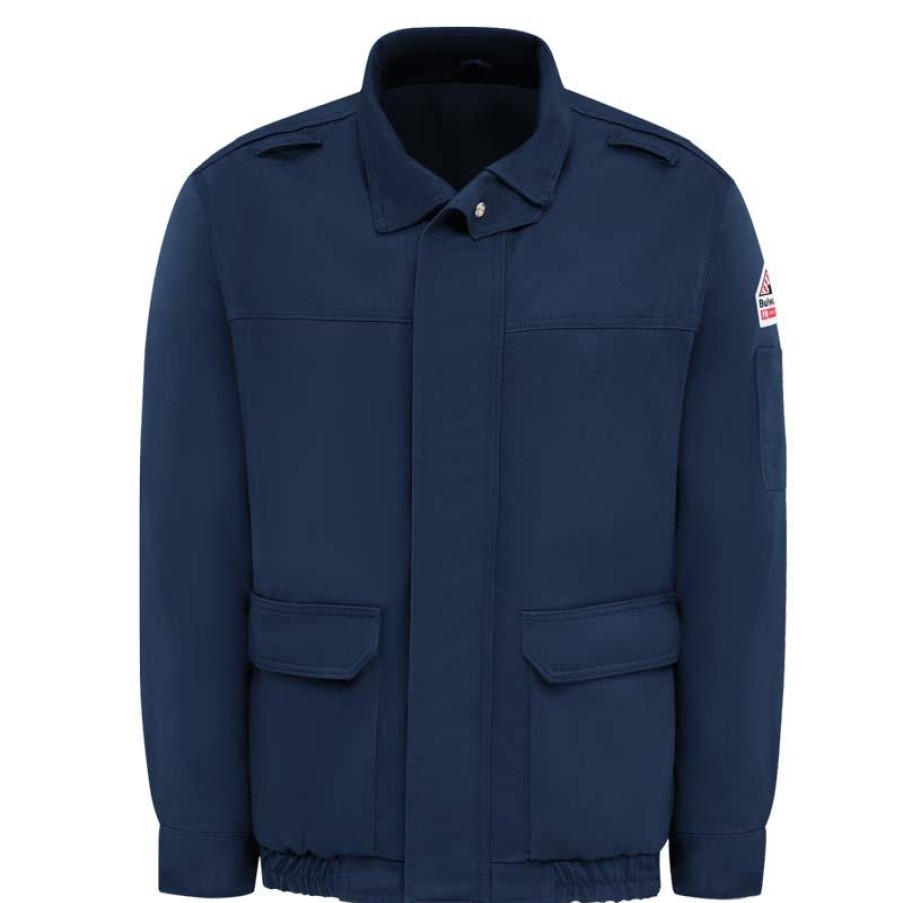 Outerwear Bulwark Jackets | Bulwark Men'S Fire Resistant Comfortouch Lined Bomber Jacket Navy