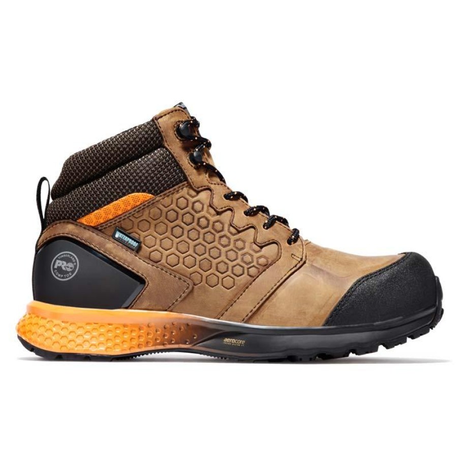 Footwear Timberland Pro Hiking | Timberland Pro Men'S Reaxion Composite Toe Waterproof Hiker Brown