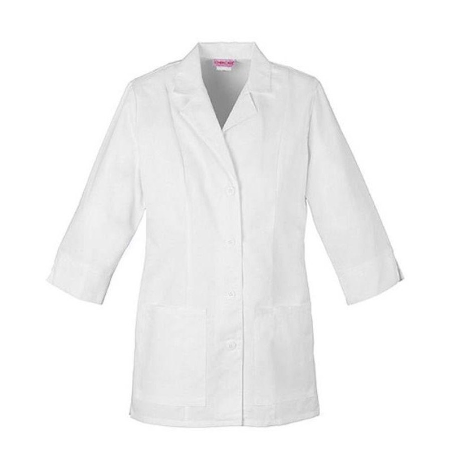 Healthcare Cherokee Lab Coats & Jackets | Cherokee Women'S Professional Three Quarter Sleeve Lab Coat White