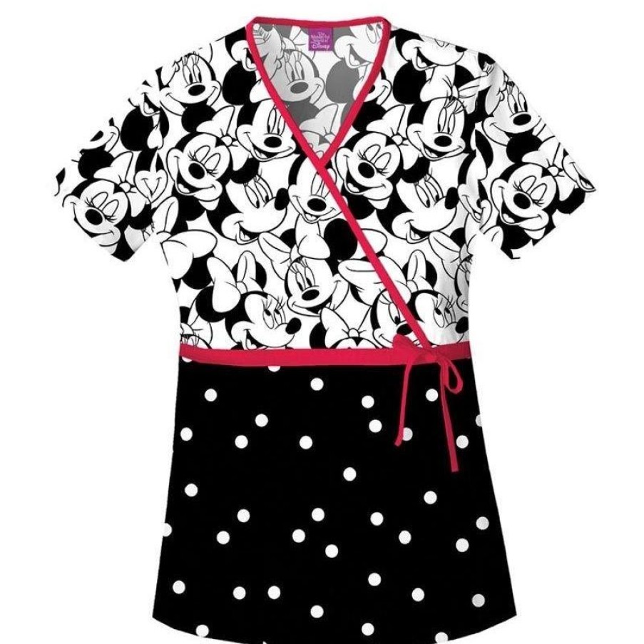 Healthcare Tooniforms Scrub Tops | Tooniforms Big Minnie Mock Wrap Scrub Top Print