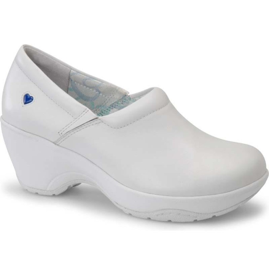 Footwear Nursemates Non-Slip Healthcare | Nursemates Women'S Smooth Bryar Slip On Shoes White