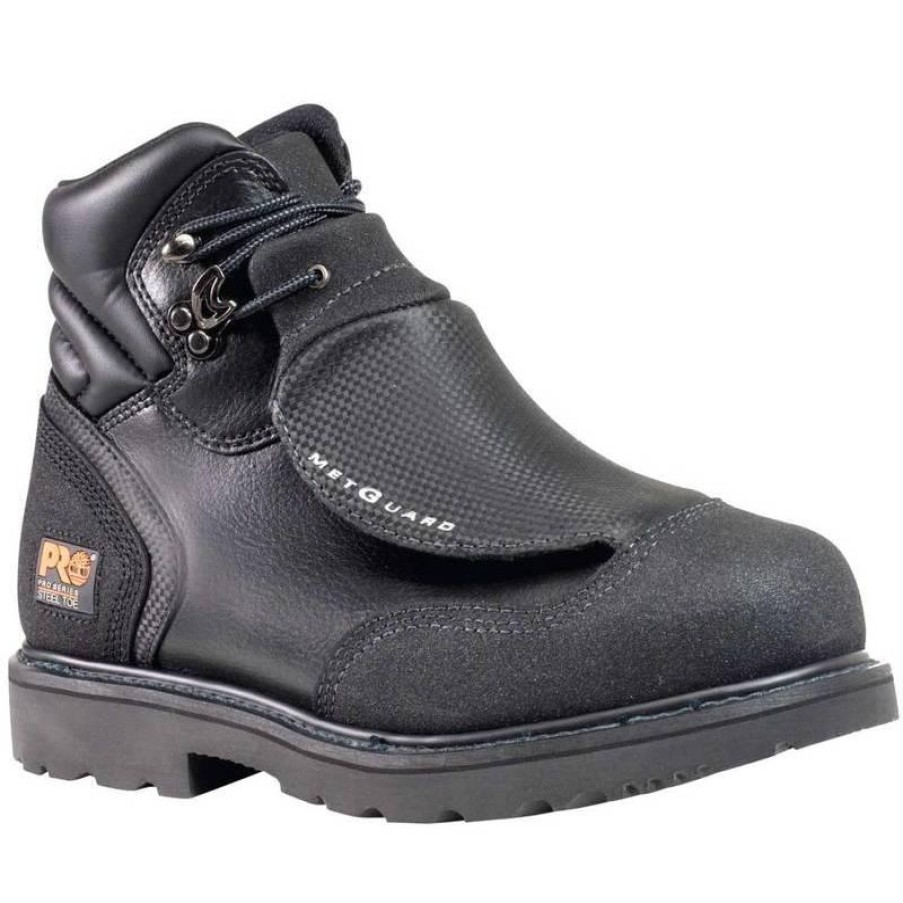 Footwear Timberland Pro Non-Slip Boots | Timberland Pro Men'S 6-Inch Steel Toe Met Guard Boots Black