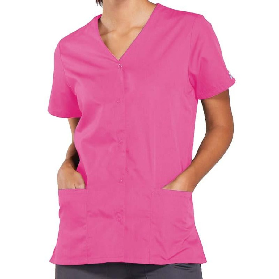 Healthcare Cherokee Workwear Scrub Tops | Cherokee Workwear Snap Front Scrub Top