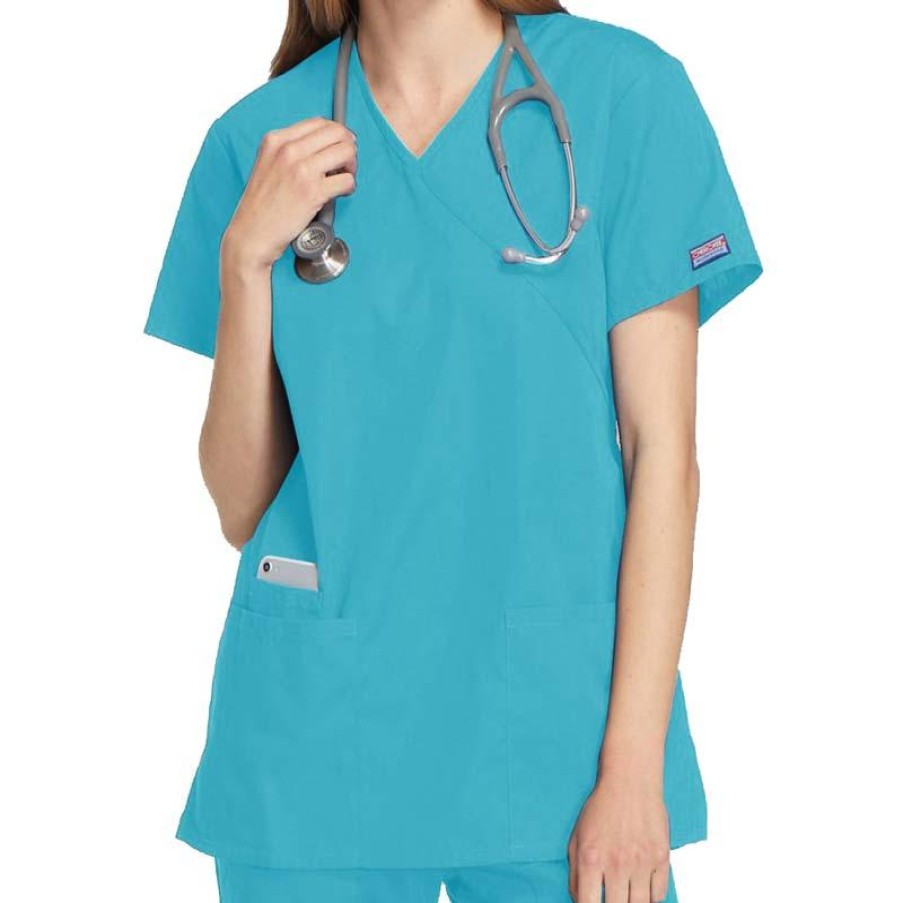 Healthcare Cherokee Workwear Scrub Tops | Cherokee Workwear Mock Wrap Tunic Scrub Top