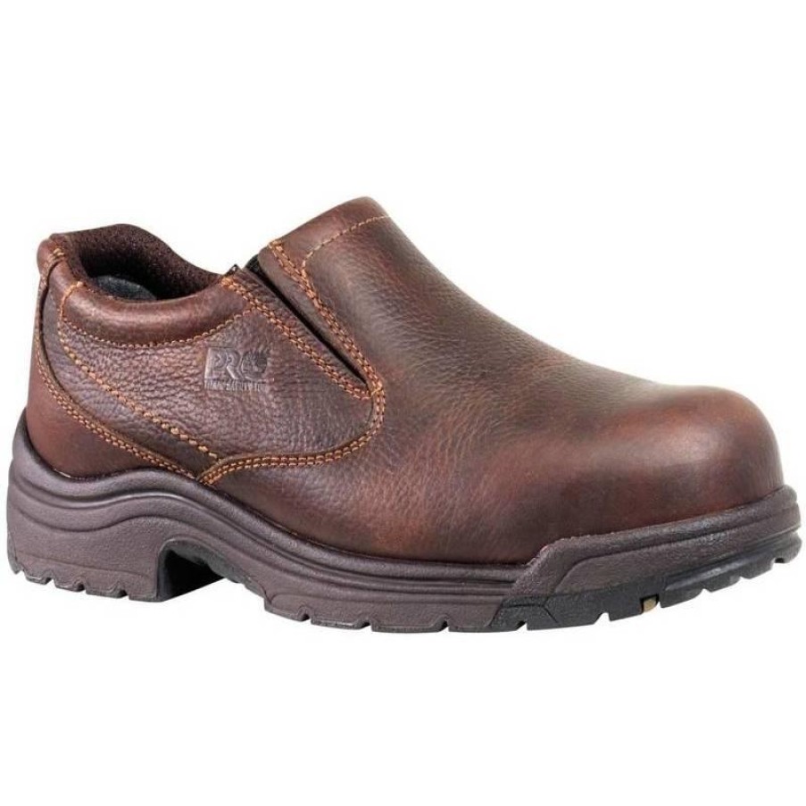 Footwear Timberland Pro Non-Slip Shoes | Timberland Pro Titan Slip-On Safety Toe Shoe Brown