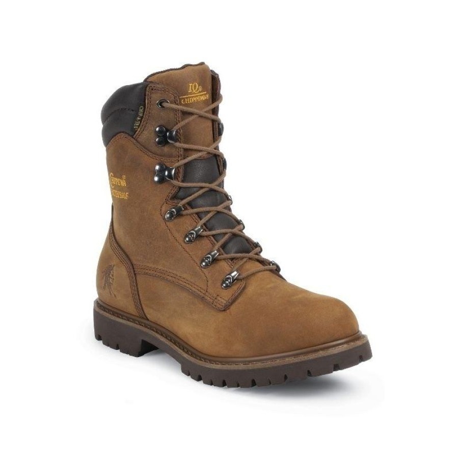 Footwear Chippewa Work Boots | Chippewa Men'S 8-Inch Insulated Waterproof Work Boots Brown