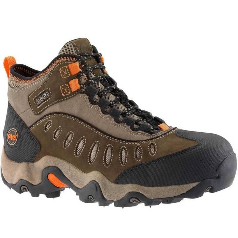 Footwear Timberland Pro Steel Toe | Timberland Pro Men'S Mudslinger Steel Toe Waterproof Hiking Boots Brown