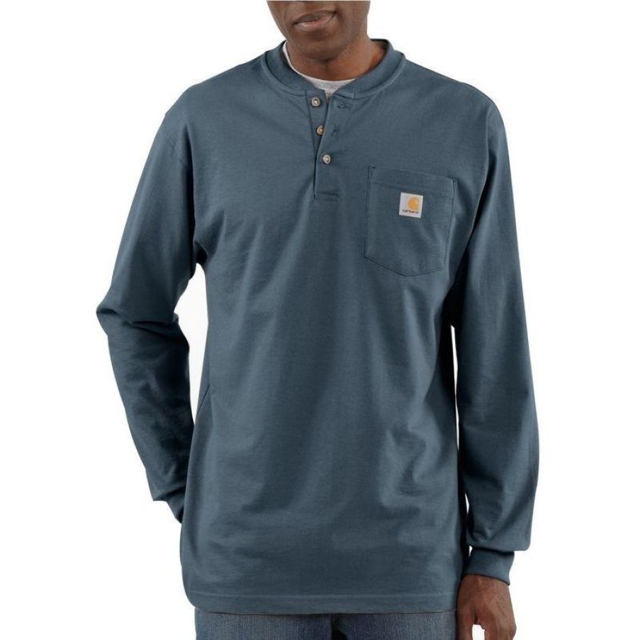 Workwear Carhartt Work Shirts | Carhartt Men'S Long Sleeve Pocket Henley Work Shirt