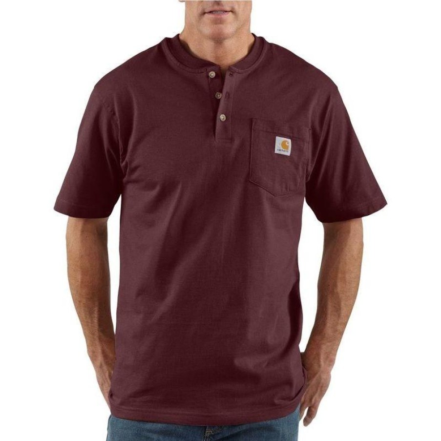 Workwear Carhartt T-Shirts | Carhartt Short Sleeve Henley Work Shirt