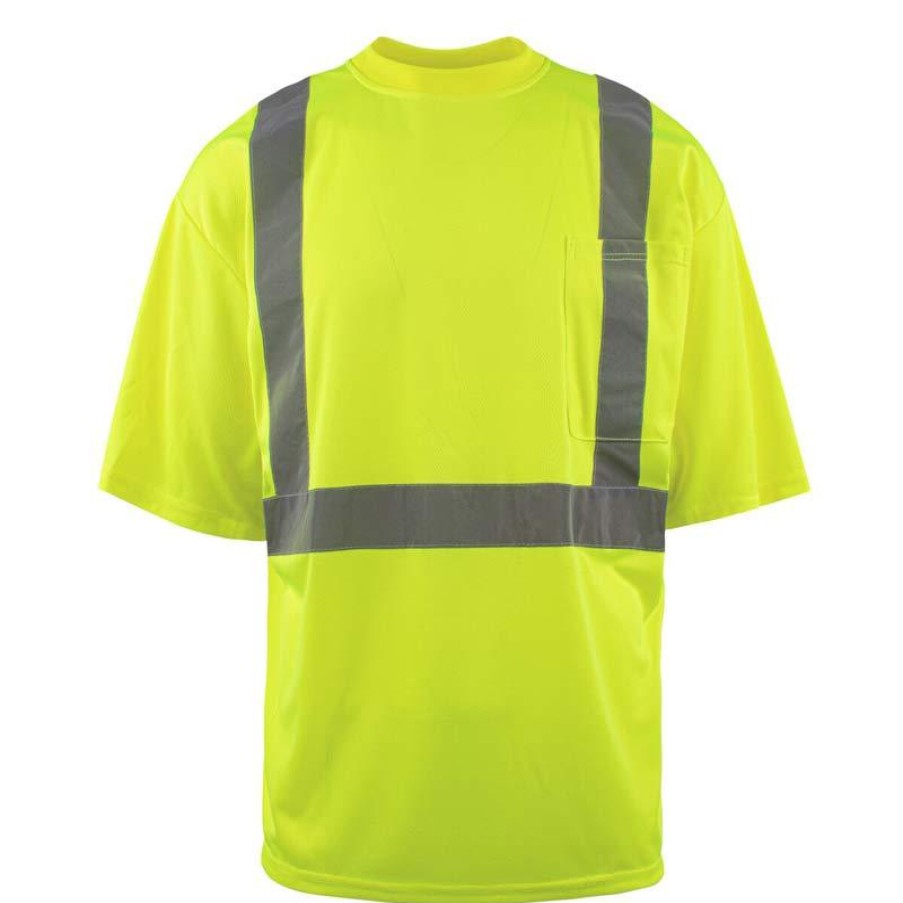 Workwear Work Force Hi-Visibility Shirts | Work Force Men'S Short Sleeve Hi Visibility Class 2 T-Shirt Hi Viz Green