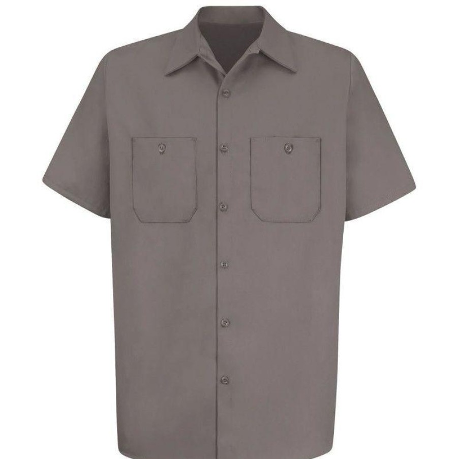 Workwear Red Kap Work Shirts | Red Kap Men'S Short Sleeve Wrinkle Resistant Cotton Work Shirt