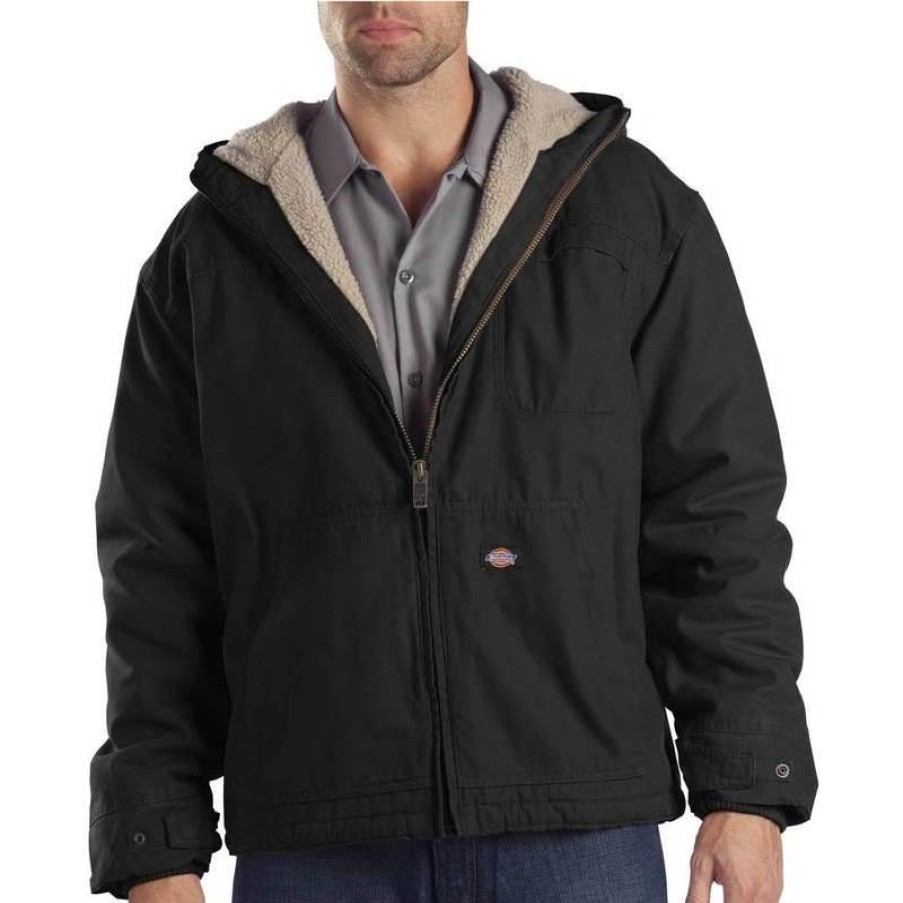 Outerwear Dickies Jackets | Dickies Men'S Sanded Duck Sherpa Lined Hooded Jacket