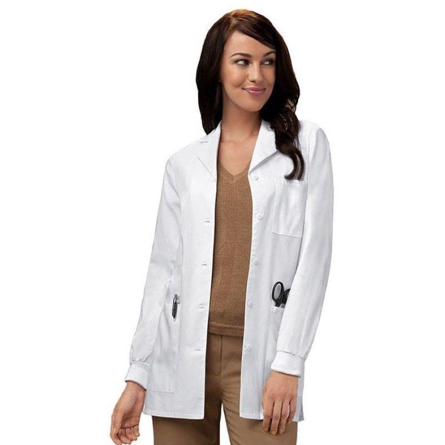 Healthcare Cherokee Lab Coats & Jackets | Cherokee Women'S 32-Inch Knit Cuff Lab Coat White