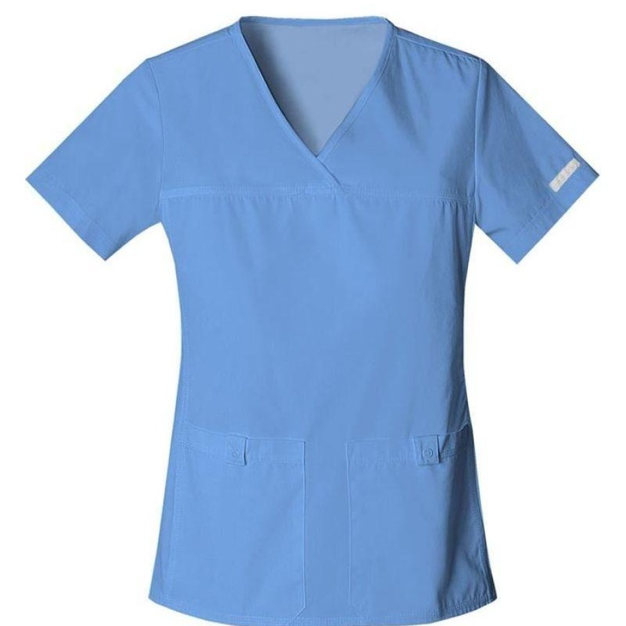 Healthcare Cherokee Flexibles Scrub Tops | Cherokee Flexibles V-Neck Knit Panel Scrub Top