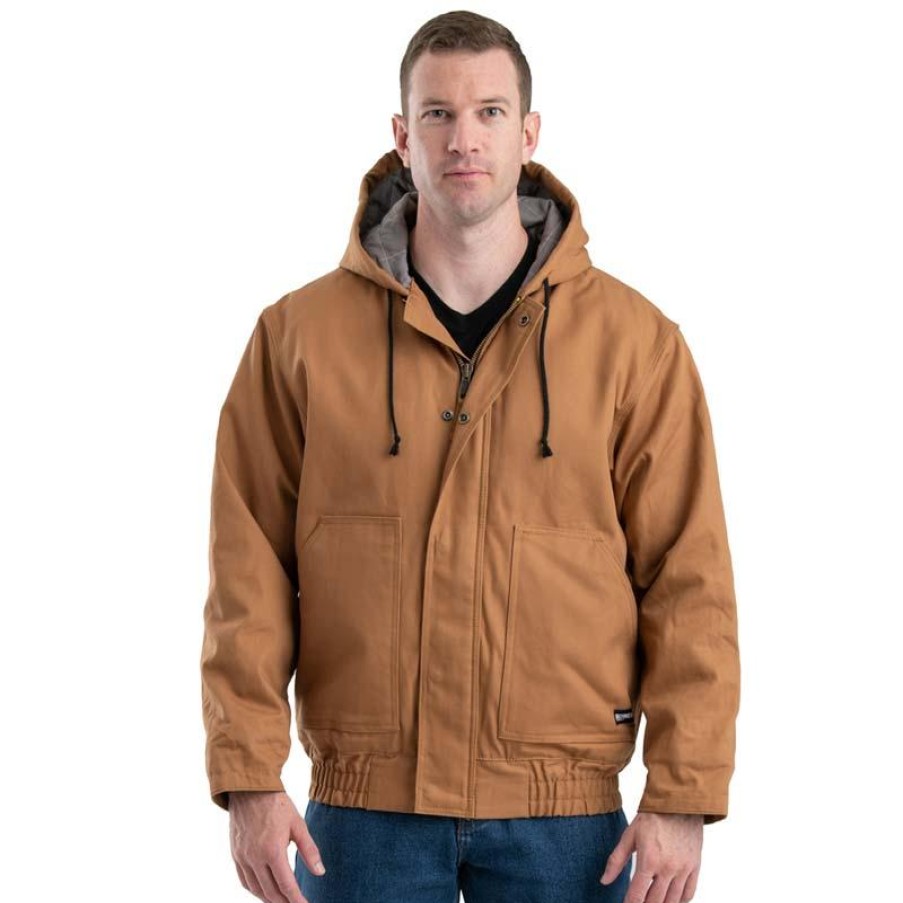 Outerwear Berne Flame Resistant Jackets | Berne Men'S Flame Resistant Quilt Lined Hooded Jacket