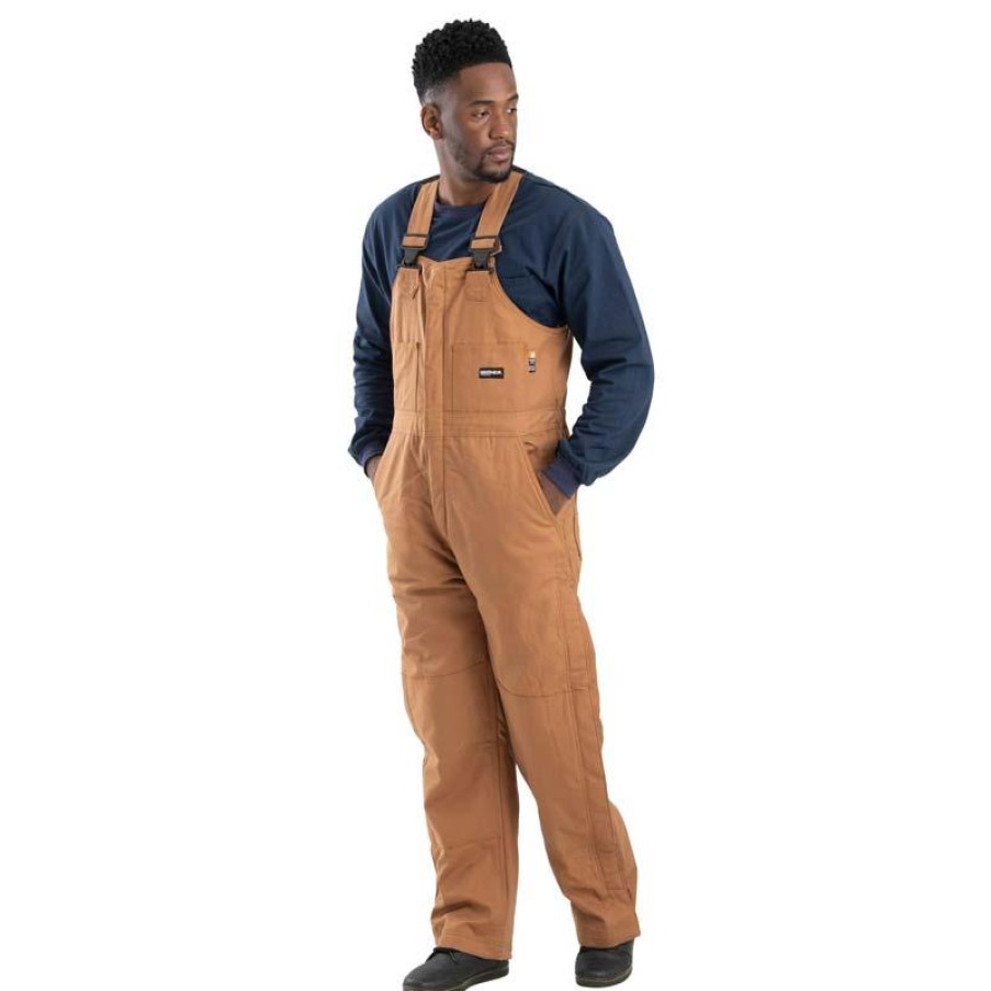 Outerwear Berne Flame Resistant Bibs & Coveralls | Berne Men'S Flame Resistant Quilt Lined Deluxe Bib Overalls