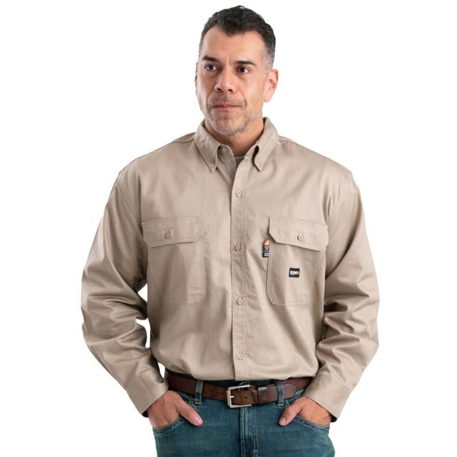 Workwear Berne Flame Resistant Shirts | Berne Men'S Flame Resistant Long Sleeve Work Shirt